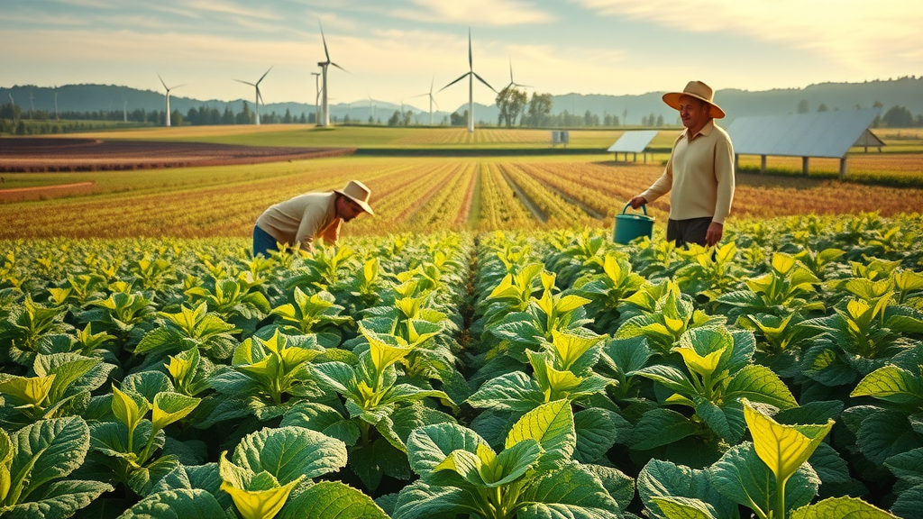 eco-friendly farmland with plants harvested for nano nutrition production; renewable resource sustainable process, organic nano nutrition