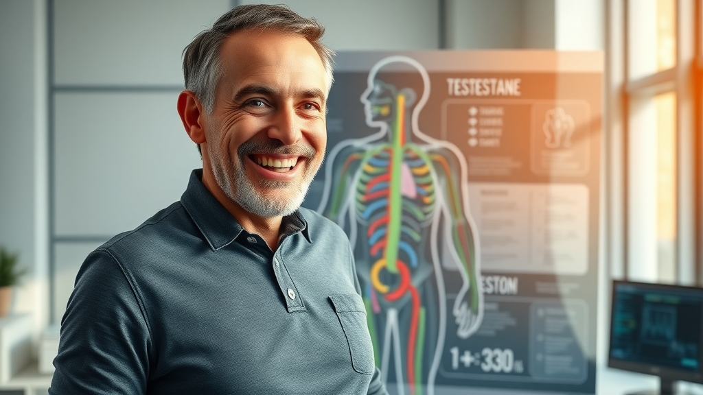 middle-aged man testosterone health infographic