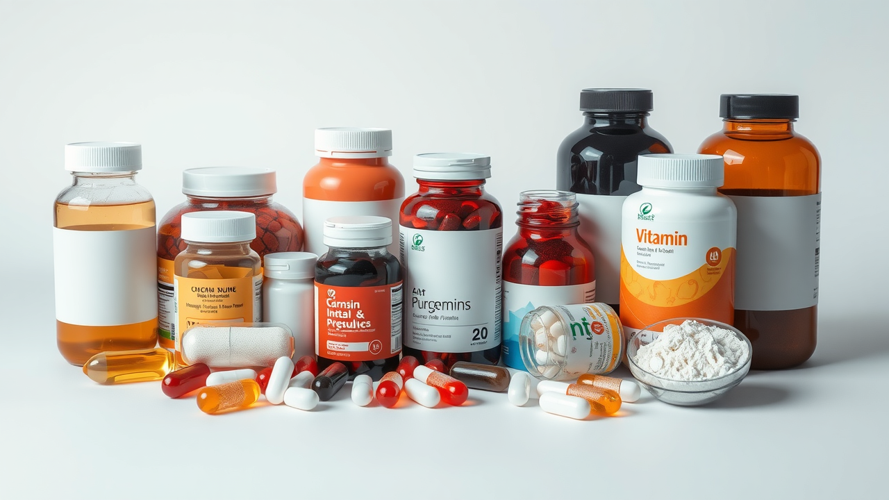 Comparative array of vitamin supplements including pills, capsules, liquid vitamins, gummies, and powders, showcasing absorption vs pills