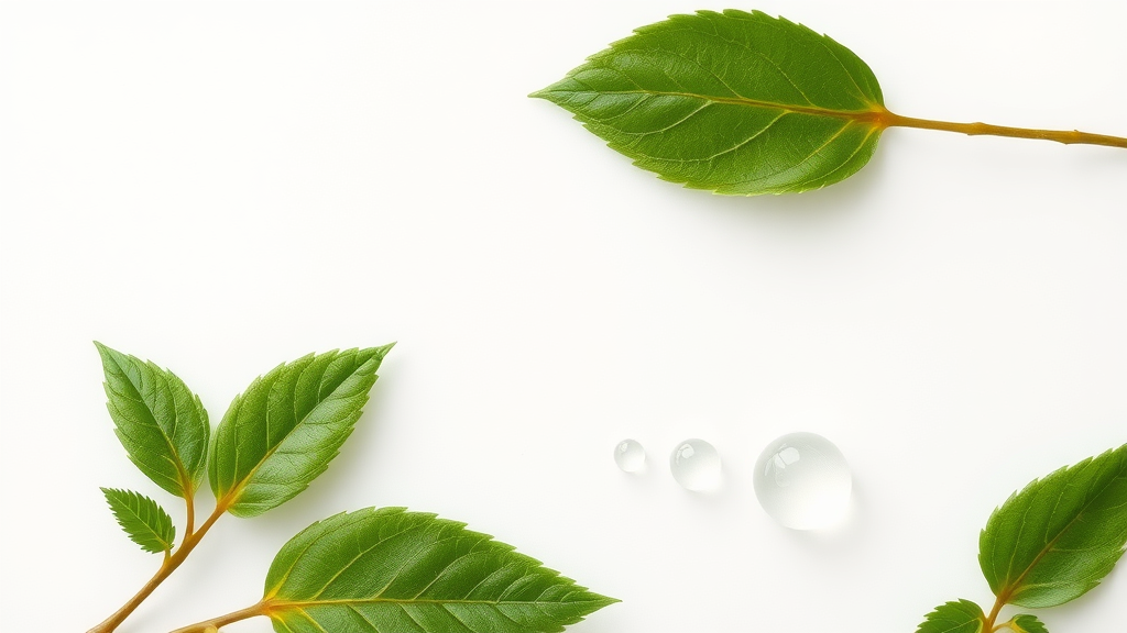 clean minimalist display of organic plant extracts beside nano nutrient droplets, purity and simplicity, clean label, organic nano nutrition