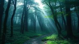 mystical holistic remedies forest, ethereal atmosphere, mysterious herbalist foraging, photorealistic, deep in an enchanted forest with mist hovering close to the ground, highly detailed, forest sounds all around, rich greens and mystic blues, soft dappled sunlight, shot with a wide-angle lens.